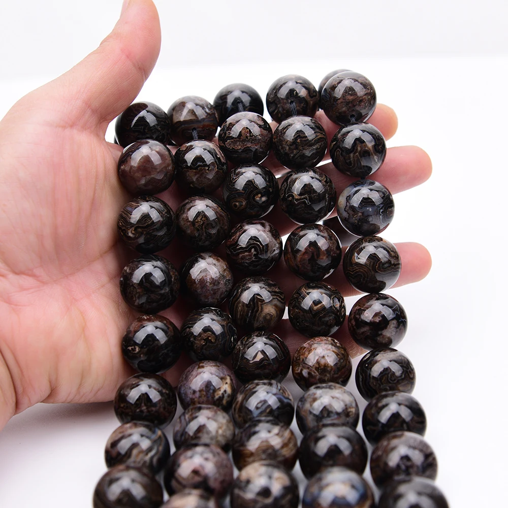 APDGG Large Size 20mm Natural Mix Black Crazy Lace Agate Round Stone Loose Beads 15'' Strand Jewelry DIY