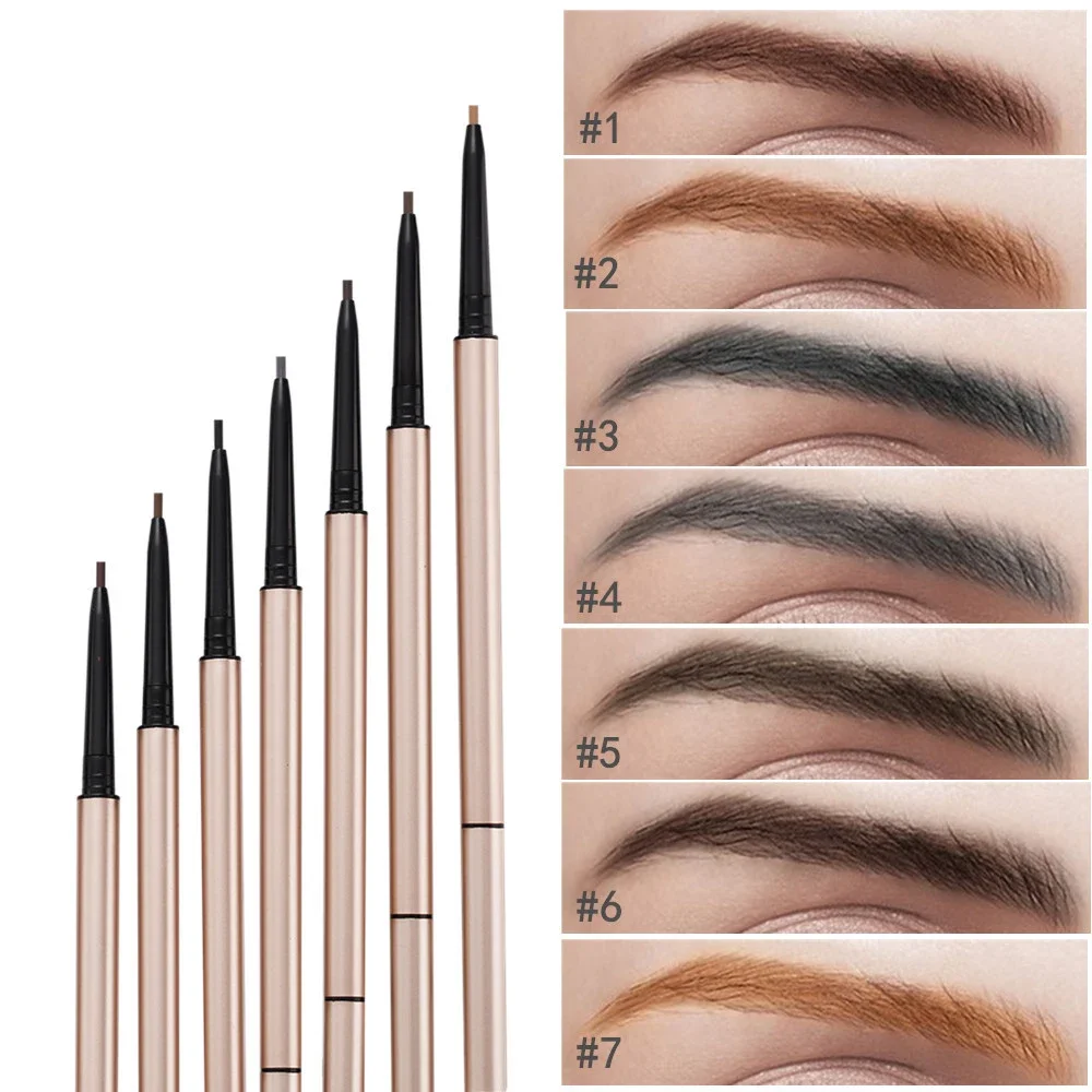 7-color Double-headed Ultra-fine Eyebrow Pencil Private Label Anti-smudge Natural Long-lasting Sweat-proof Custom Logo Makeup