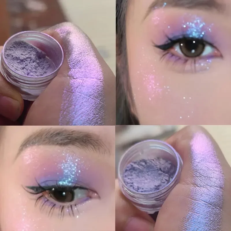 Glitter Eyeshadow Powder, Long Lasting Chrome Chameleon Holographic Eyeshadow Powder Pigment Eye Makeup per cosmetici da donna