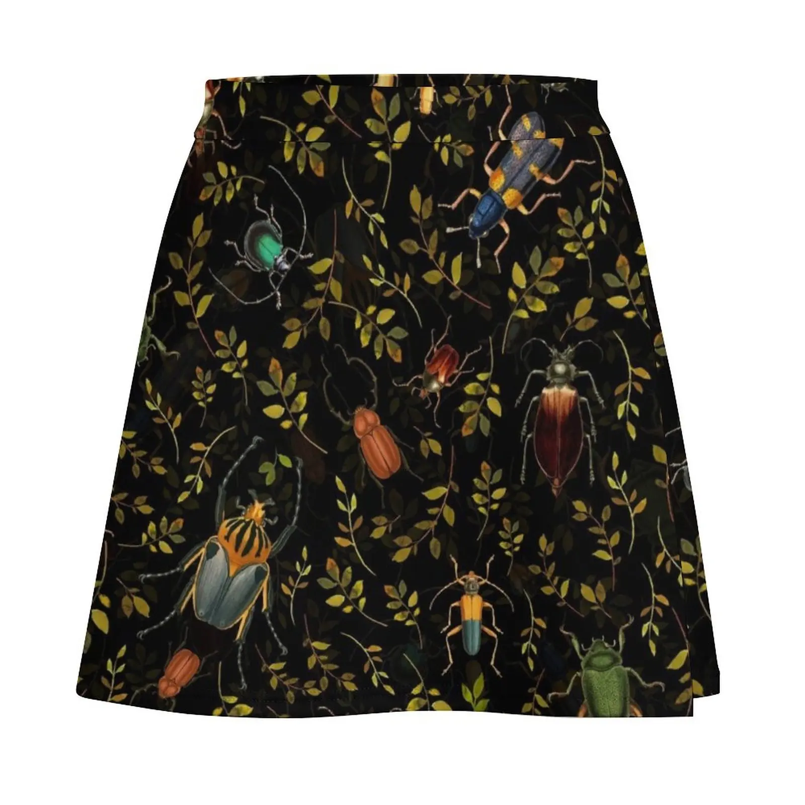 Vintage Beetles Pattern Botanical Night Garden Mini Skirt Female dress mini denim skirt Woman skirts Mini Skirt