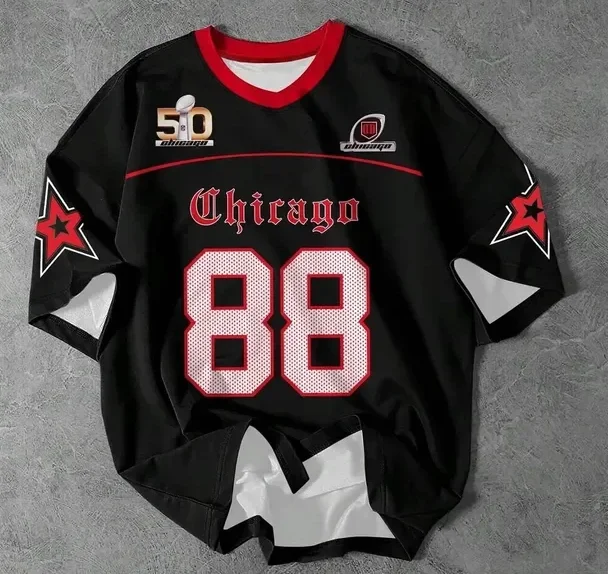 2025 صيف جديد تي شيرت رجالي عادية Crewneck تي شيرت شيكاغو رسائل ثلاثية الأبعاد مطبوعة نمط البوليستر البلوز الصيف يوميا في الهواء الطلق #5