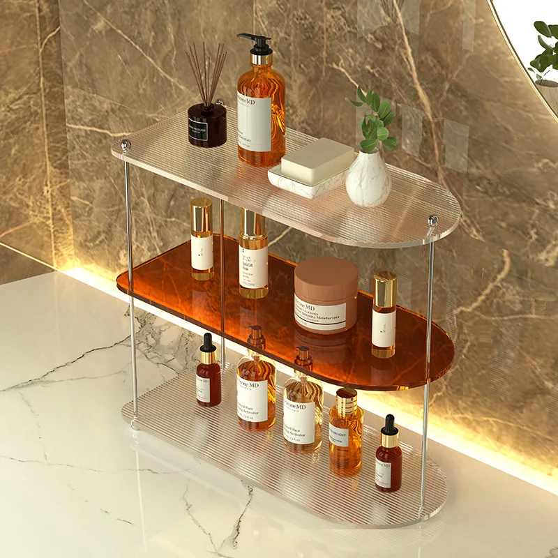 Acrylic Bathroom Organizer Rack Luxury Makeup Cream Skincare Perfume Storage Holder Home Tabletop Shampoo Shelf 3 Colors