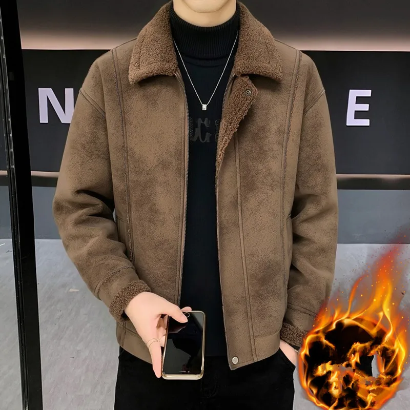 High-Quality Fashionable Autumn Winter Suede Velvet Casual Lapel Thickened Lined Integrated Velvet Jacket Outerwear