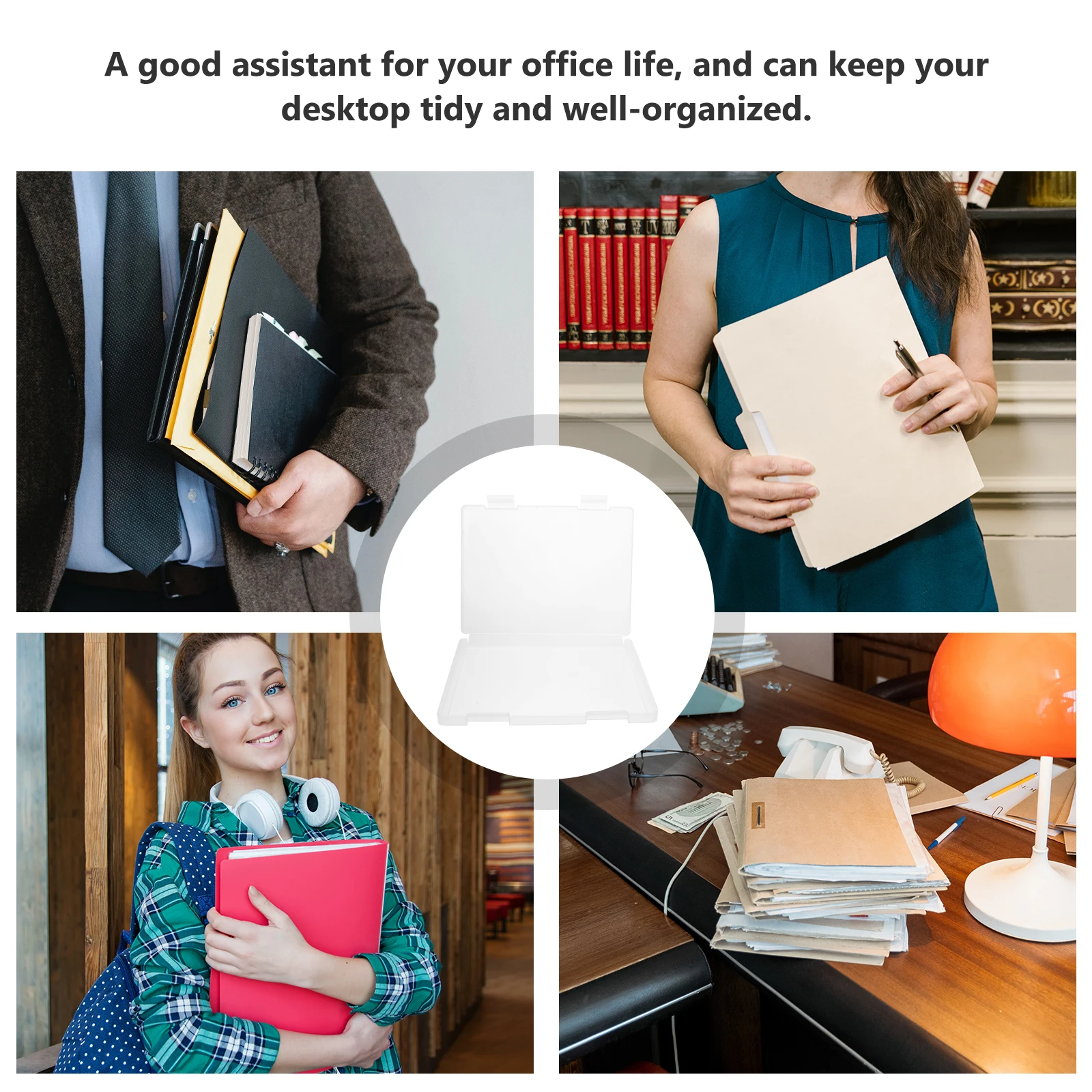 

Transparent File Document Holder Large Capacity Office Supplies Scrapbook Plastic Paper Holder Storage Portable Case Photo Box