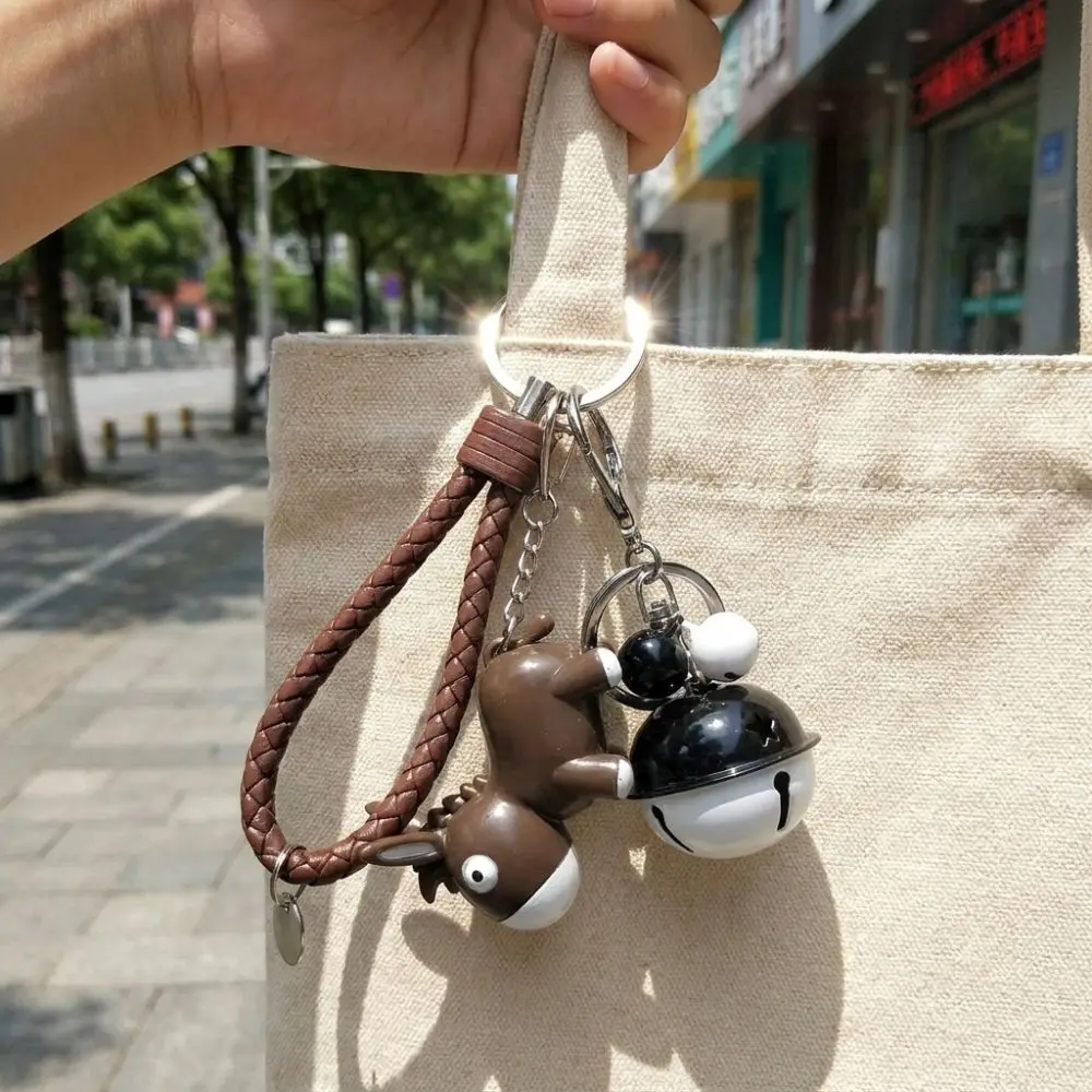 Cute Donkey Sounding Key Ring Sound Effect LED Light Donkey Luminous Keychain with Bell Mini Sound-producing Handbag Decor