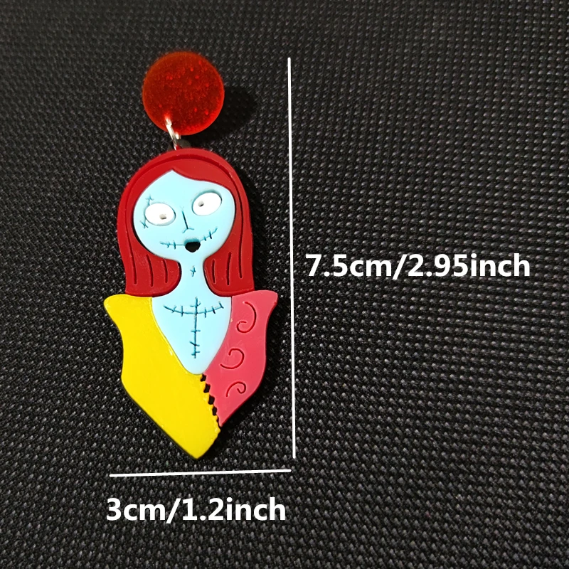 KUGUYS Nightmare Parody Christmas Drop Earrings for Women Halloween Jewelry Trendy Acrylic Accessories
