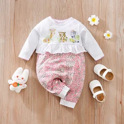 Cartoon Newborn Spring and Autumn 0-18 Months Baby Girl Outfit Infant Clothes Toddler Jumpsuit Costume Romper Onesie Long Sleeve