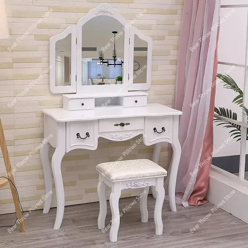 Luxury Girl Dressing Table Storage Bedroom Drawer Vintage   Nordic Makeup Coiffeuse De Chambre Home Furniture