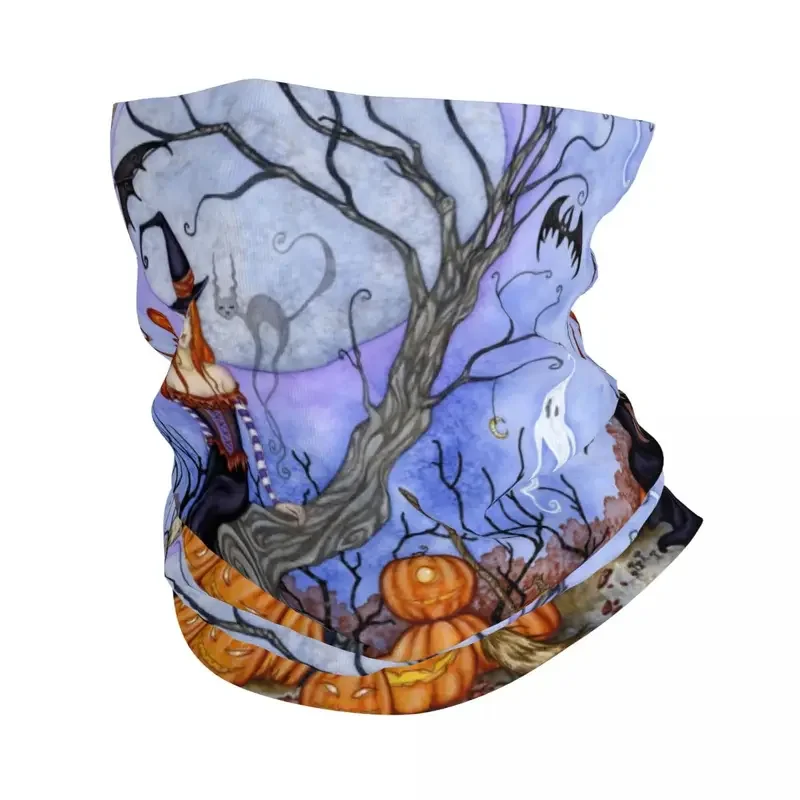 Halloween Tree Witch Pattern Bandana scaldacollo invernale sciarpa avvolgente antivento per sci occulto gotico ghetta magica fascia