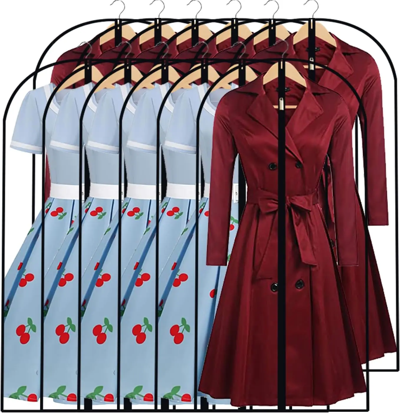 

Garment Bags for Hanging Clothes 24'' x 48'' (Set of 12) Coat Covers for Closet Foldable Washable Dress Bags for Hanging