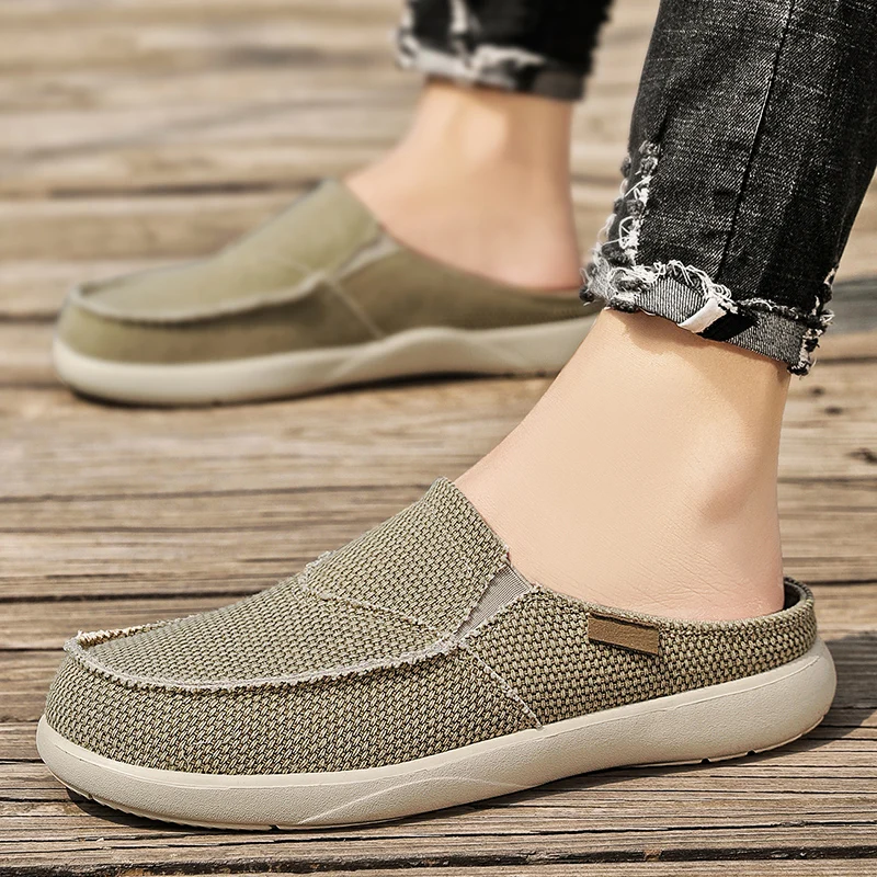 Men's Canvas Shoes For Men Slip-On Men's Shoes Outdoor Walking Comfortable Canvas Slippers Men's Canvas Slip-On Shoes Breathable