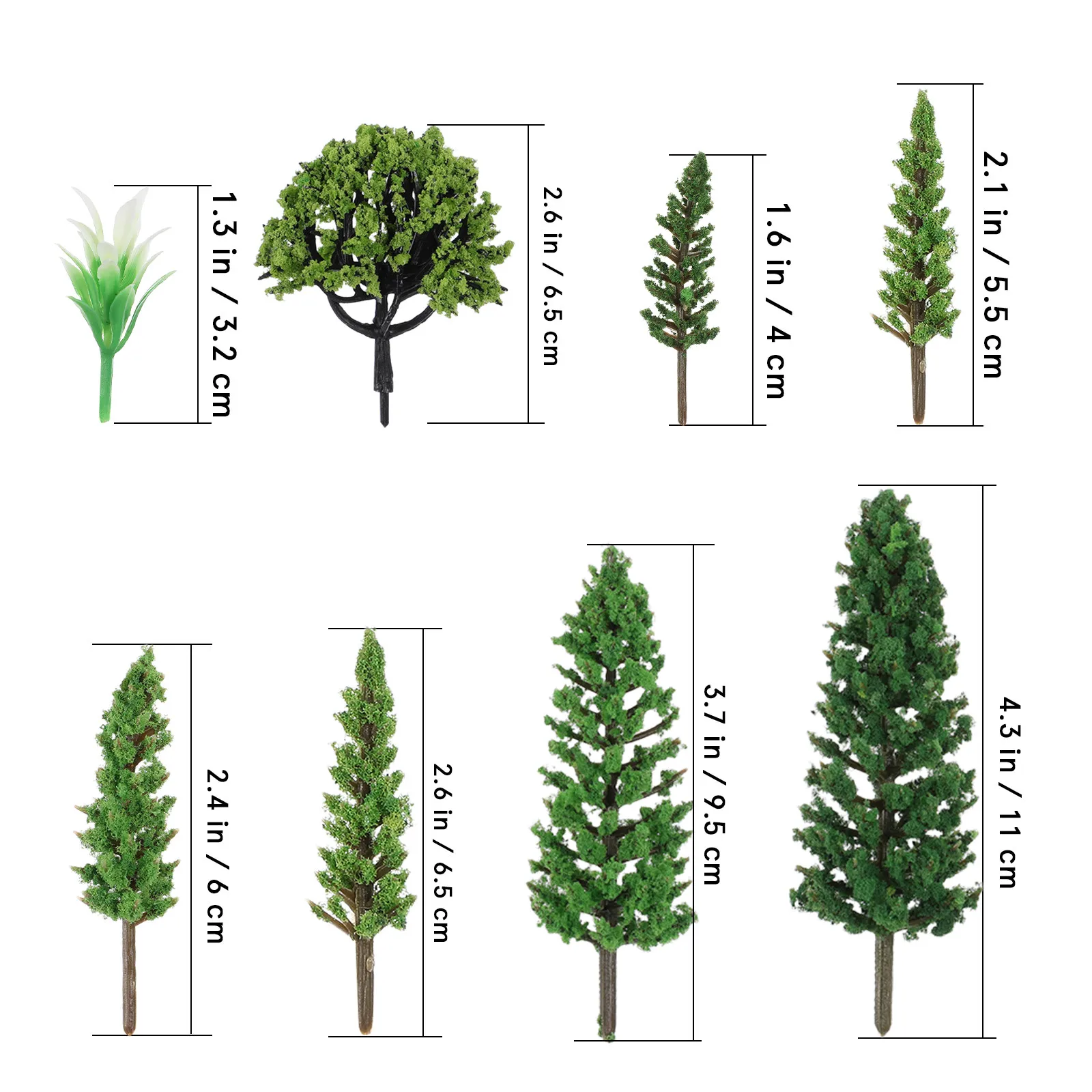 40Pcs Miniature Mixed Trees Plastic Tiny Craft Greenery for Architectural Landscaping DIY Micro Scenery Train Layout Decoration