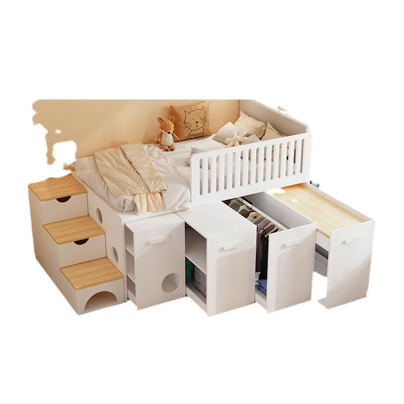 Half-height bed wardrobe bed, boy bed and girl bed, integrated storage  with wardrobe desk, pull-out wardrobe
