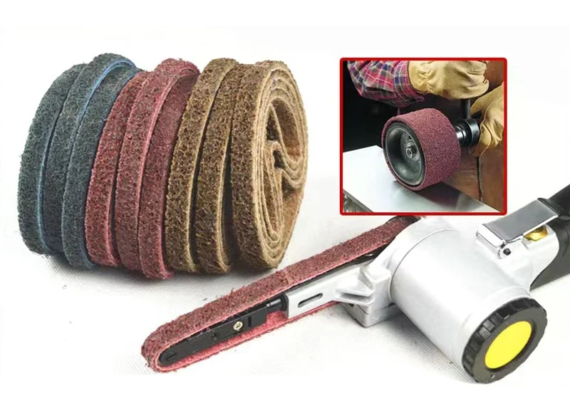 12 Stück 330/457/520 mm Vlies-Nylon-Schleifband, grob bis fein, zum Entgraten von Edelstahl-Metallstreifen – Detail 1