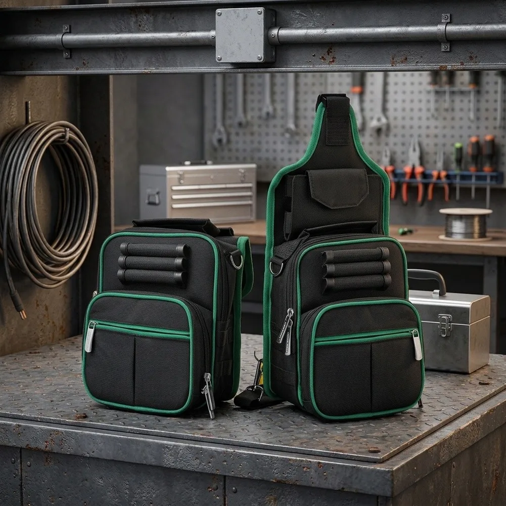 1pc Crossbody Tool Bag Portable Electrician's Waist Bag Multifunctional Tool Storage With Multiple Compartments Adjustable Strap