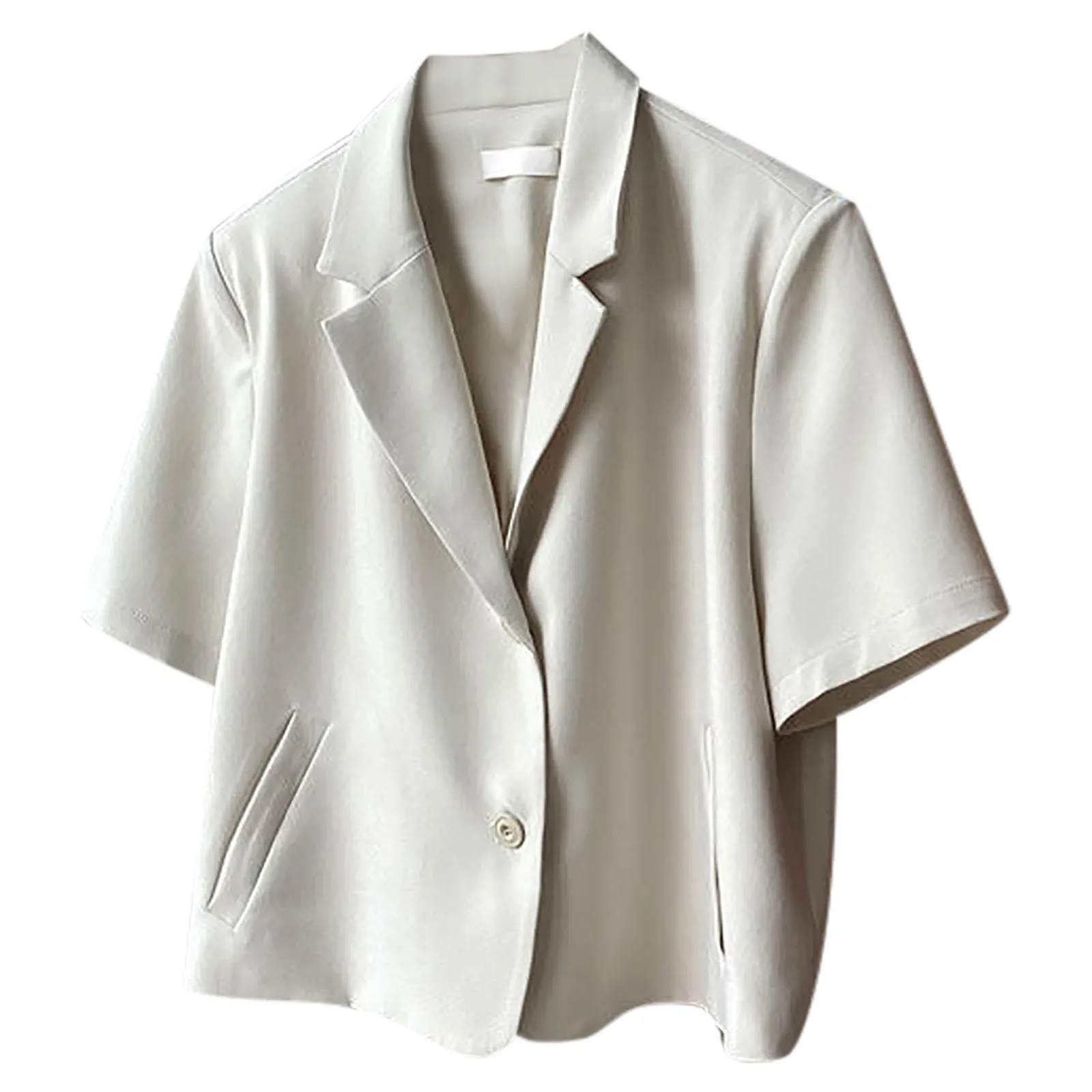 Plus Size Short Sleeved Suit Jacket Women Blouse On Offer Korean Version Of The New Vertical Short Top Youth Blouses Woman