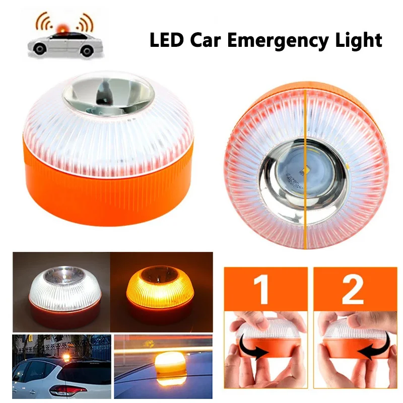 Magnetic Portable Strobe Warning Light Yellow Emergency Lamp Safety Alert Light Road Accident Outdoor Camping Road Safety Light