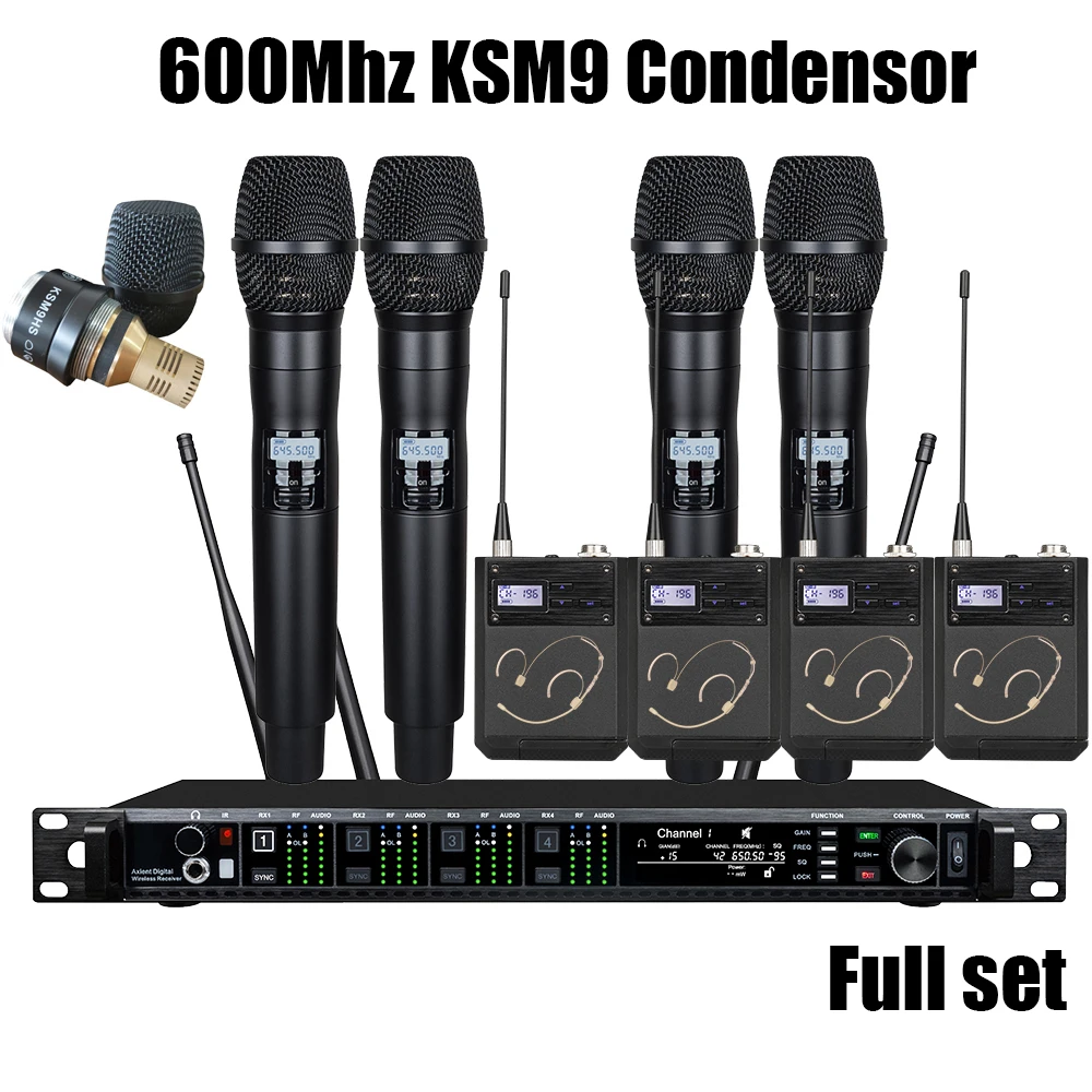 Leicozic AD4Q 4 Channel Wireless Microphone Professional Stage Microfone Condsensor KSM11 KSM9 BETA87A Capsule 500/600/900Mhz