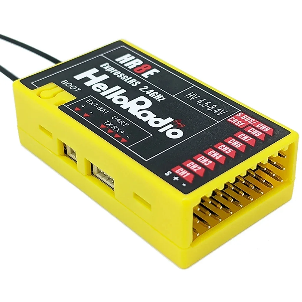 HelloRadio HR8E ELRS 2.4GHz 9CH PWM Receiver for RC Airplane Fixed Wing FPV Drone Long Range Control System