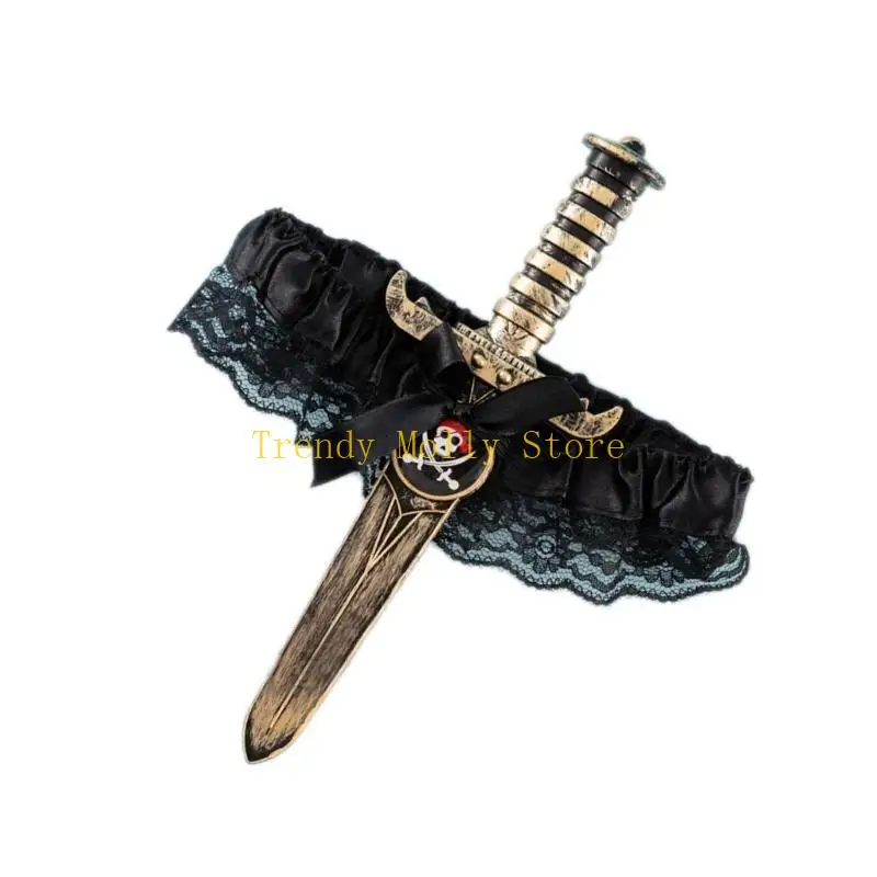 N5KB Goth Leg Garters Antislip Garter Belt for Female Cool Harness Strap Belt Nightlub Wanita Peran Bermain Kostum