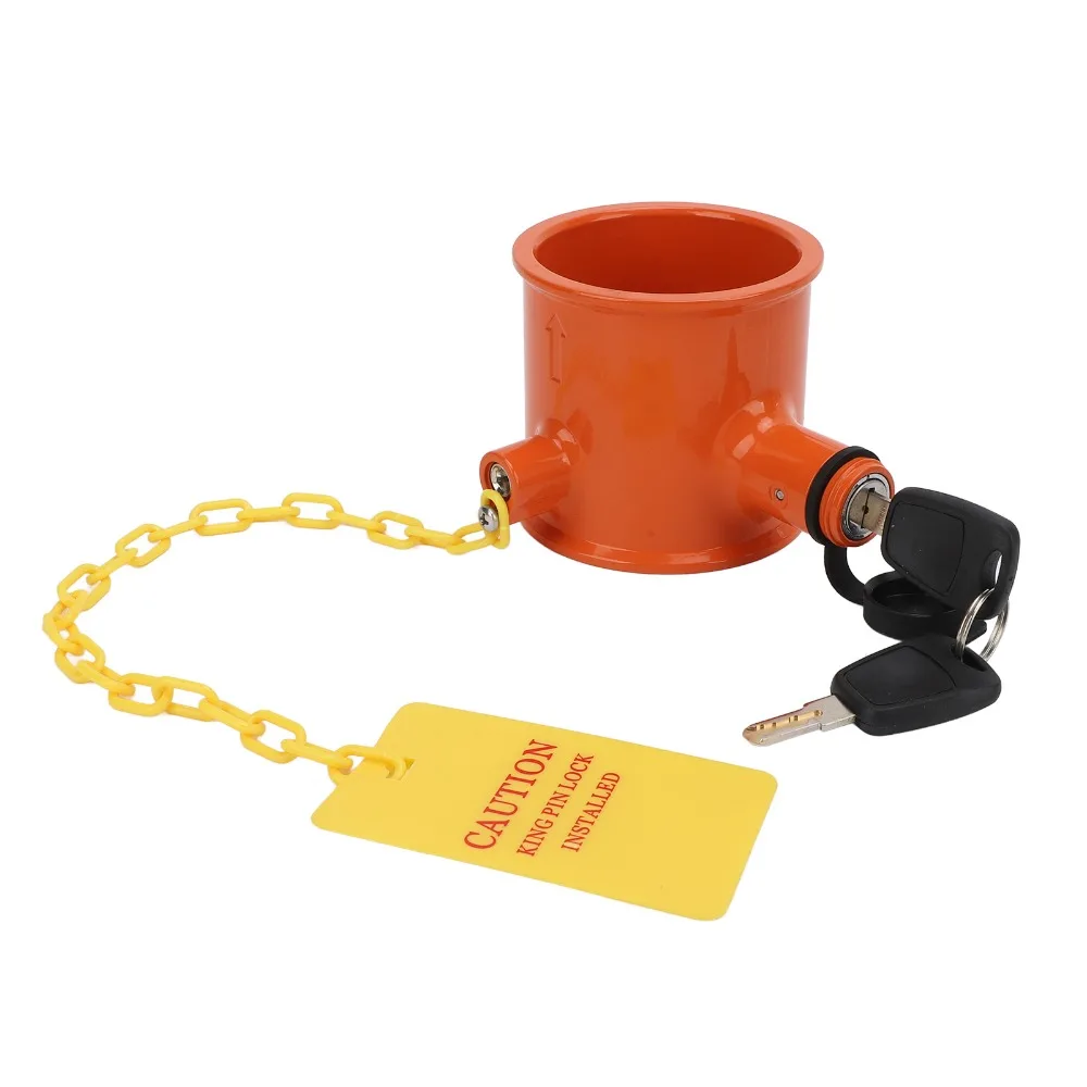 

Security Lock Orange 5th Wheel Lock With 2 Keys Versatile King Pin Lock Fifth Wheel Hitch Lock Truck Protection