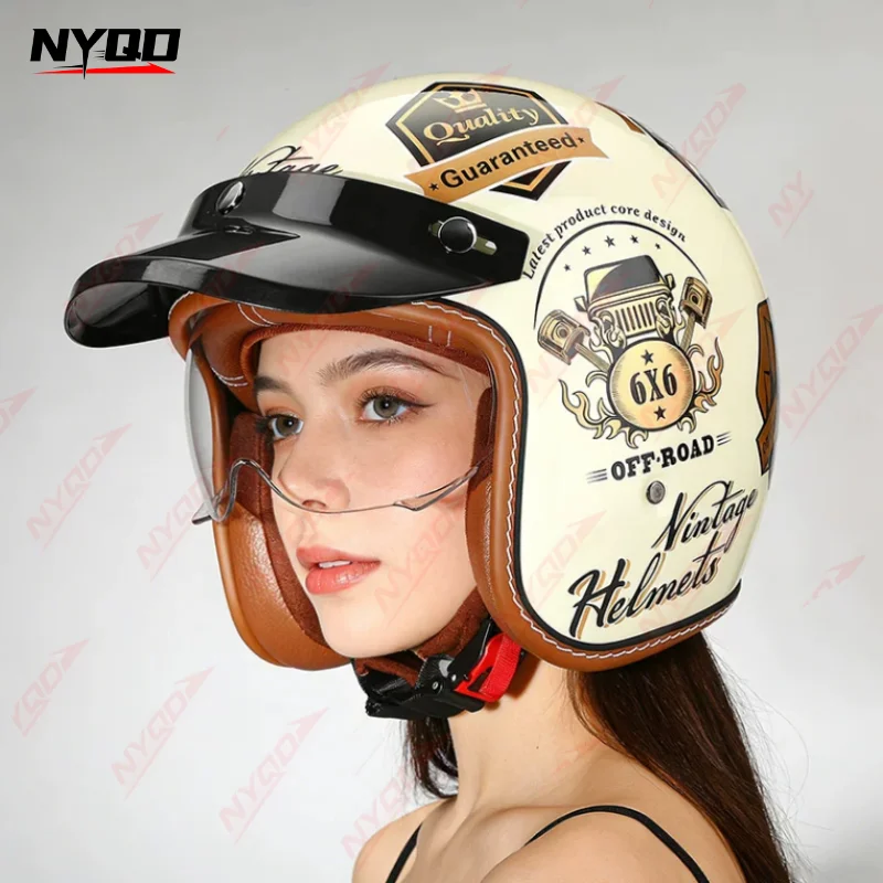 

New 2026 Retro Motorcycle Helmet 3 4 Half Helmet for Adult Unisex Autumn Winter Lightweight Comfortable Multiple Colors