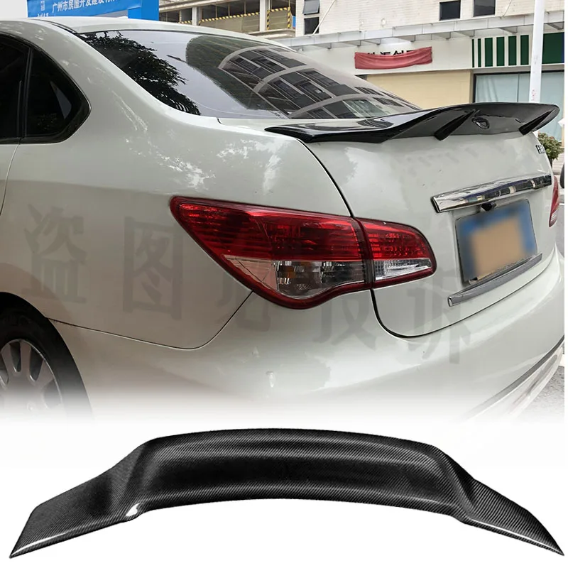 Suitable for 2009-2011 Nissan Sylphy rear trunk lid high-quality carbon fiber/glossy black R-style spoiler aerodynamic rear wing