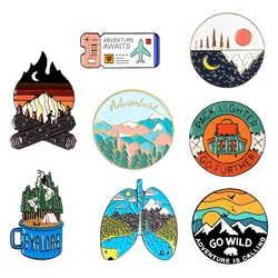 Wholesale Outdoors Starry Night Enamel Pin Custom Wild Camping Hiking Brooches Bag Clothes Lapel Badge Jewelry Gift for Friend