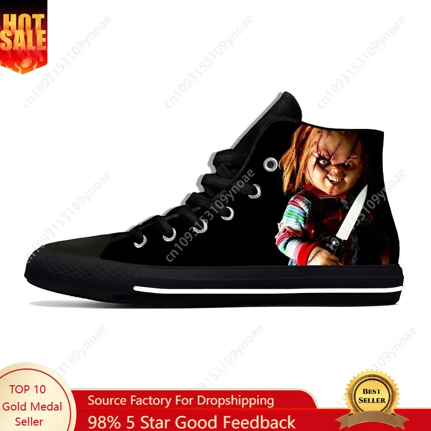 

Movie Horror Halloween Childs Play Chucky Fashion Casual Cloth Shoes High Top Lightweight Breathable 3D Print Men Women Sneakers