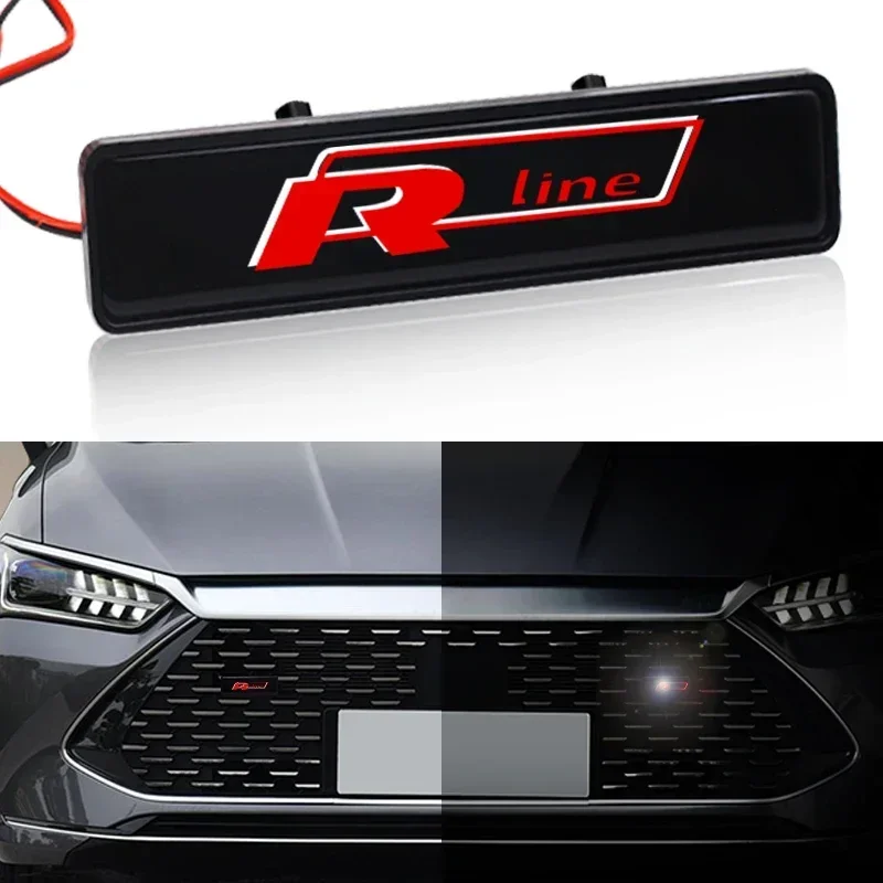 R Line Car LED Front Hood Grille Light Emblem Badge Decor for VW Golf 5 6 7 Polo Passat Jetta Tiguan CC Scirocco Lavida Santana