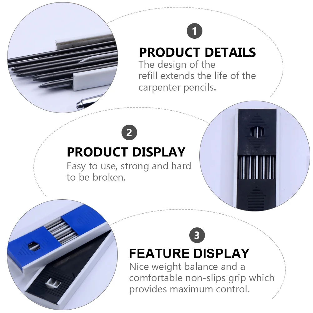 

2Sets Mechanical Pencil Automatic Lead Pencils Carpenter Drawing Marking Pencils for Office Woodworking