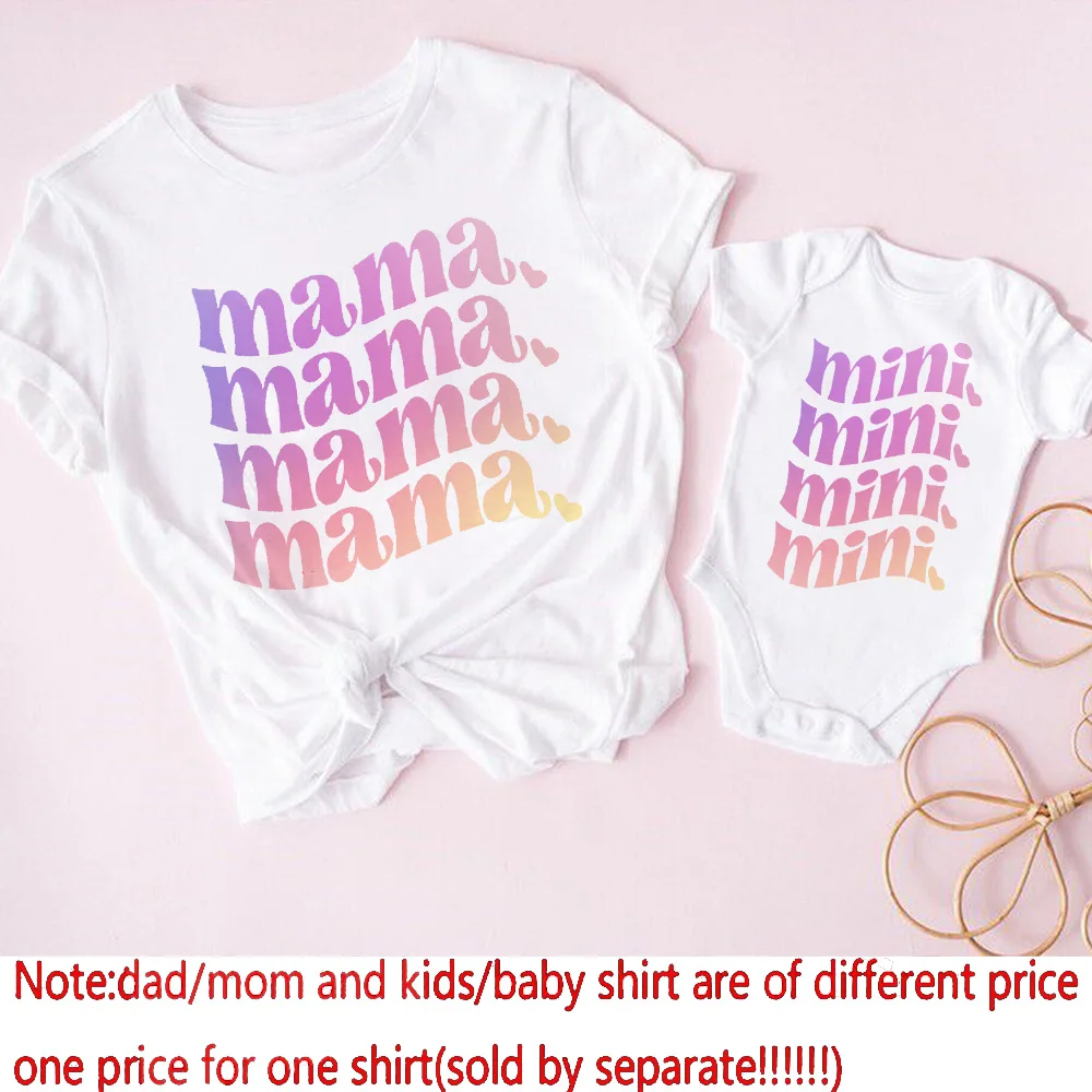 Mama Mimi Printed Family Matching Clothes Mother & Daughter Summer Short Sleeve Outfits Shirt Mom T-shirt Tops Baby Bodysuit