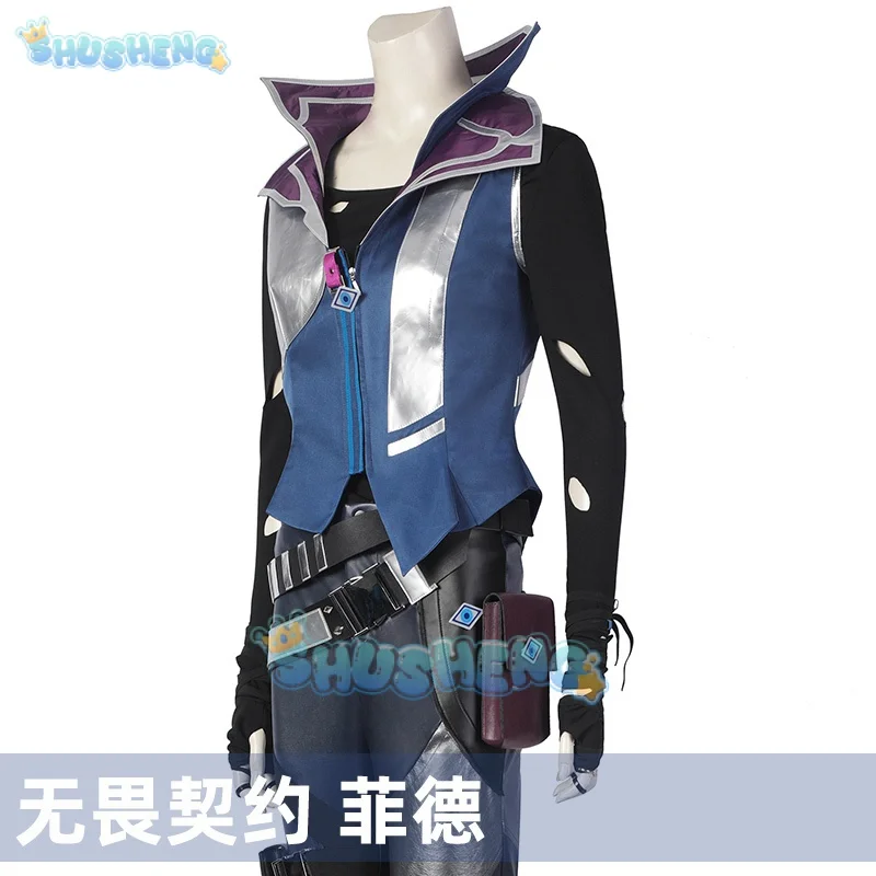 Game Valorant Fade Cosplay Costume Fantasia Halloween Carnival Party Women Role Disguise Clothes Top Pants Coat Set Outfits