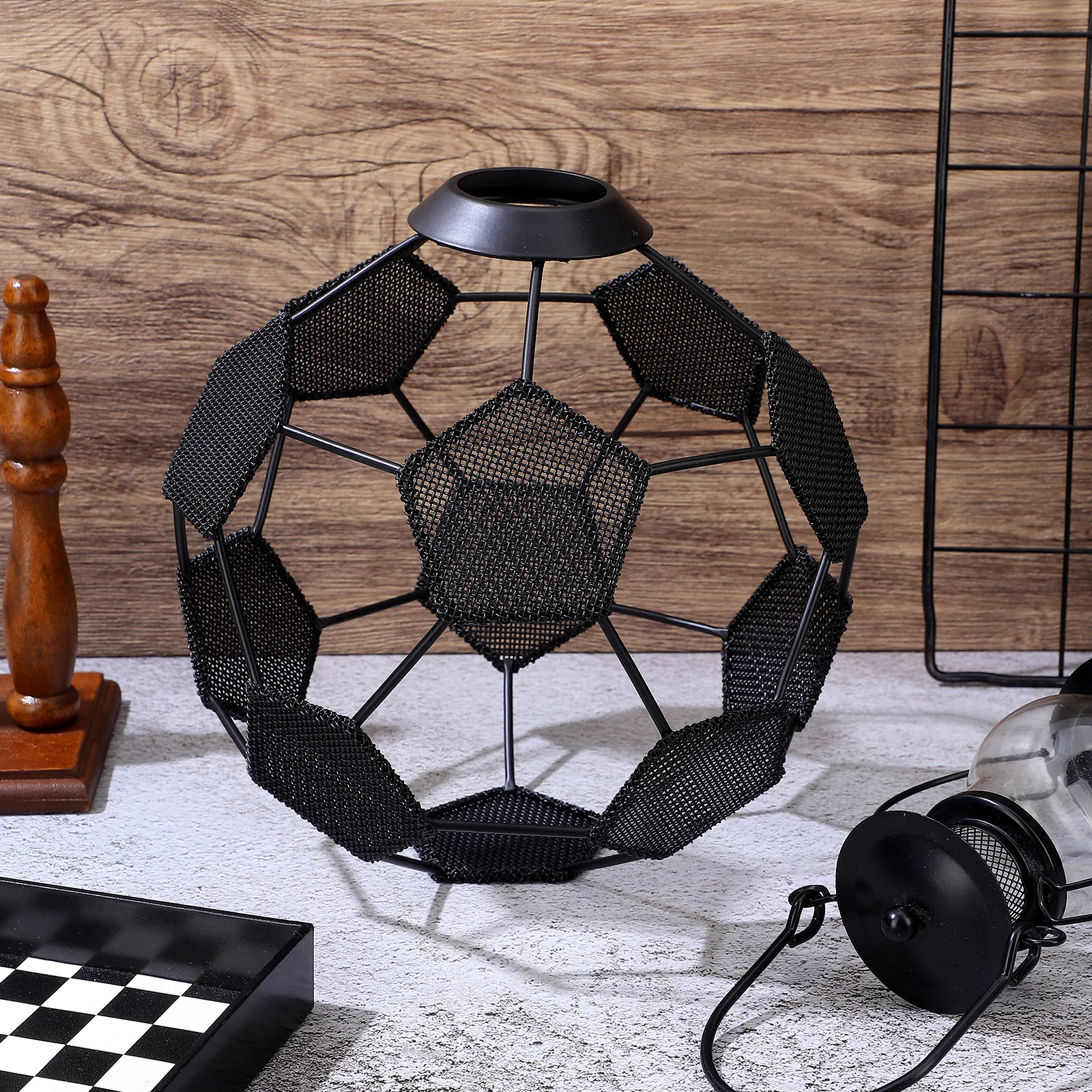 

Decorative Lamp Shades: Iron Football Pendant Lightshade 4.2cm Socket Hole Hollow-Out Soccer Ball Cover for Indoor Lighting