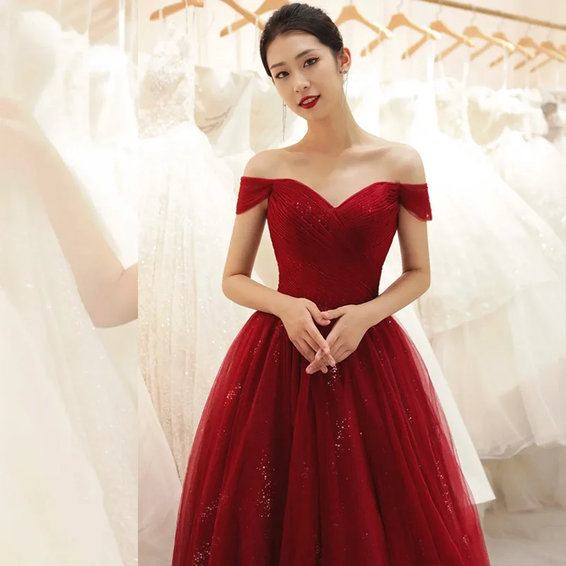 Simple Tulle A Line Boat Neck Pleat Floor Length Bridesmaid Dresses Wedding Party Prom Homecoming Birthday Cocktail Lace Up Back
