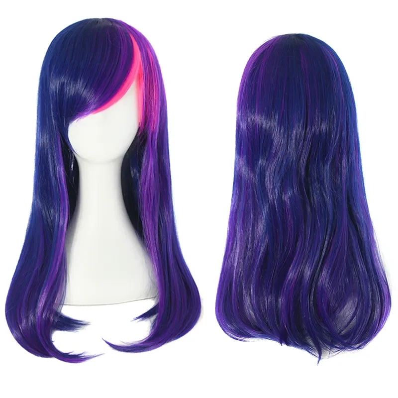 Popular Cosplay Mixed Purple Long Straight Hair High Temperature Silk Anime Wig