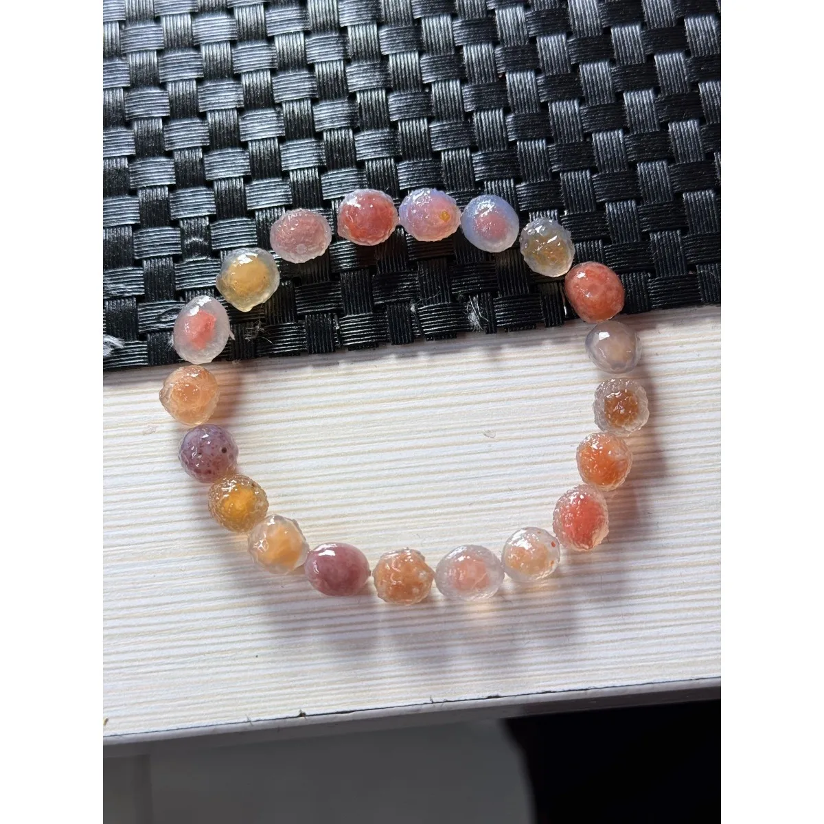 Authentic Stone Alashan Agate, 5pcs Glass Vial Set, 10-15mm Natural Unpolished, Pocket Stone, Home Decor Collection-Candy Agate