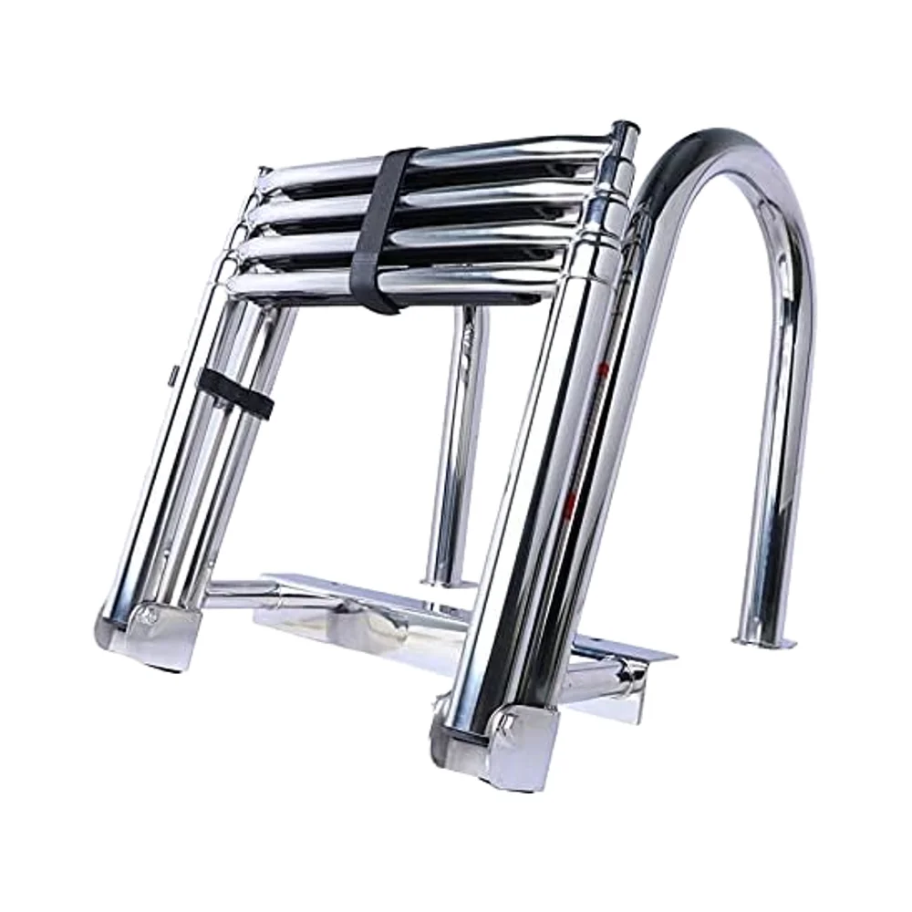 

316Stainless Steel Folding Telescoping Boat Ladder for Pontoon Boats Entry Inboard Heavy Duty Wide Steps Safe Boat Accessories