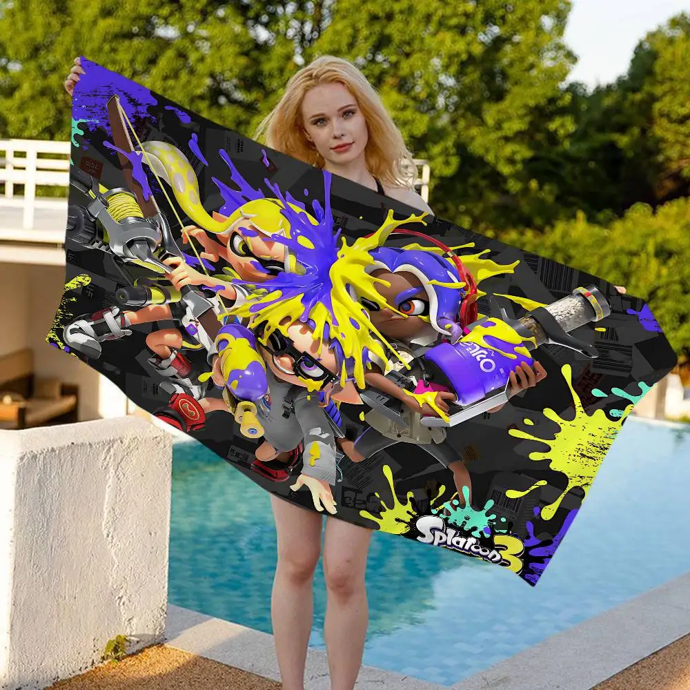 Competitive Game S-Splatoon PVP Microfiber Blanket Quick Drying Beach Towels Oversized Printing Super Absorbent Pool Towel