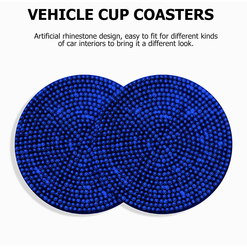 Anti-Skid Car Cup Coaster PVC Non-Slip Vehicle Coaster for Auto Interior with Rhinestone Design for Car Office Home Restaurant