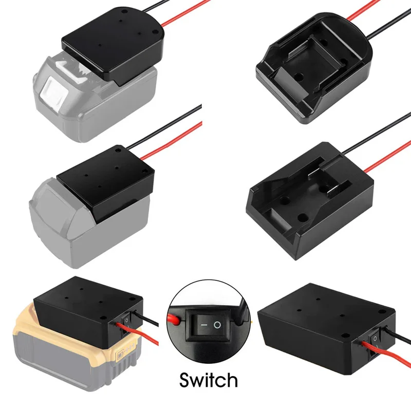 Battery DIY Adapter For Makita For Dewalt For Milwaukee 14.4-18V Li-Ion Battery Power Connector Dock With 14 Awg Wire I/O Switch