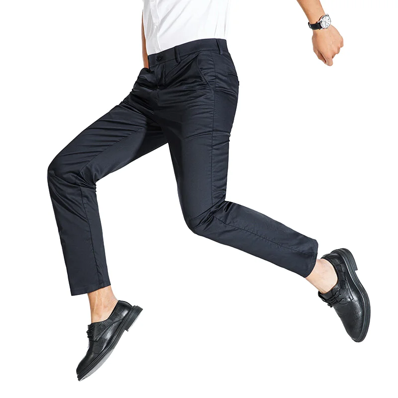 

Модные мужские деловые брюки, весна-лето, модные однотонные деловые прямые повседневные брюки, удобные мужские брюки