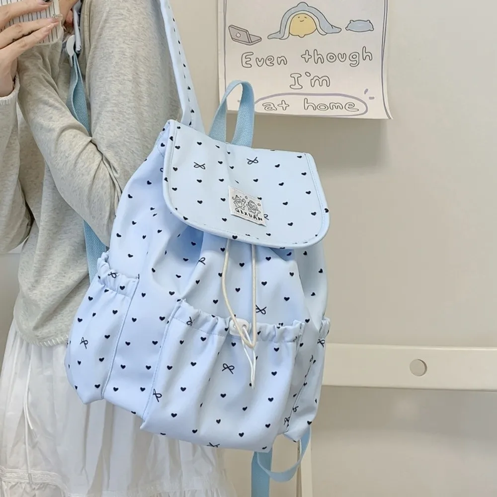Cute Lightweight Drawstring Backpack Large Capacity College Style Nylon Backpack Korean Style Cloth Students School Bag Outdoor