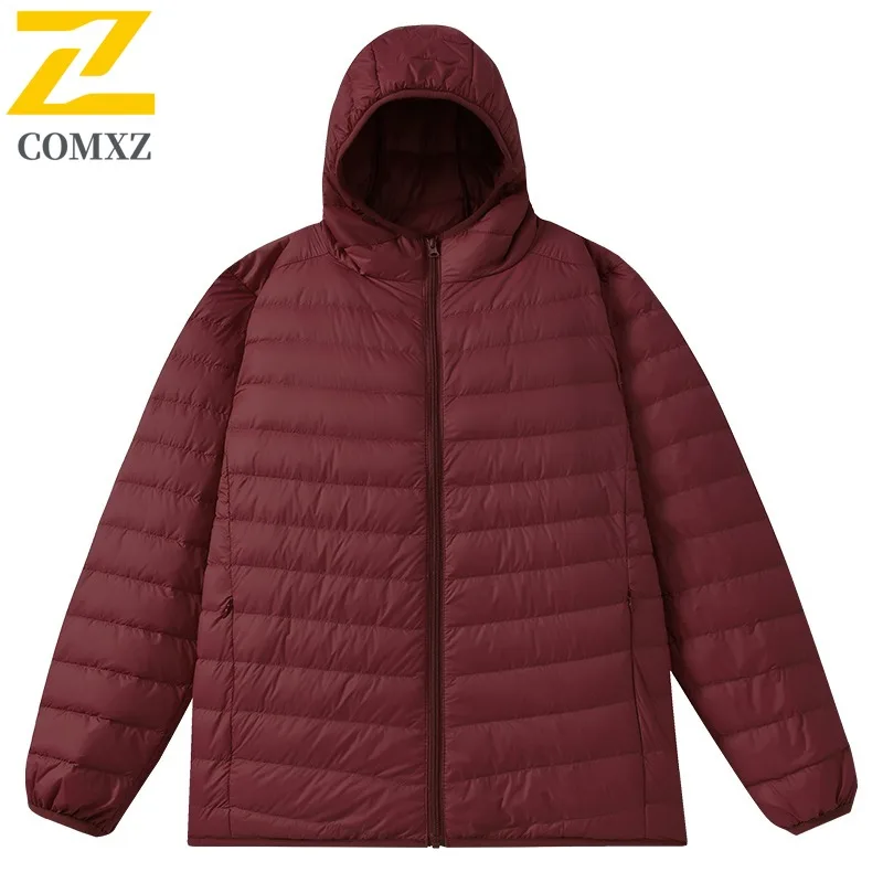 COMXZ Men Winter Jacket Solid Color Hooded Street Travel Lightweight Premium Hiking Padded Jacket Comfortable Snow Bread Jacket
