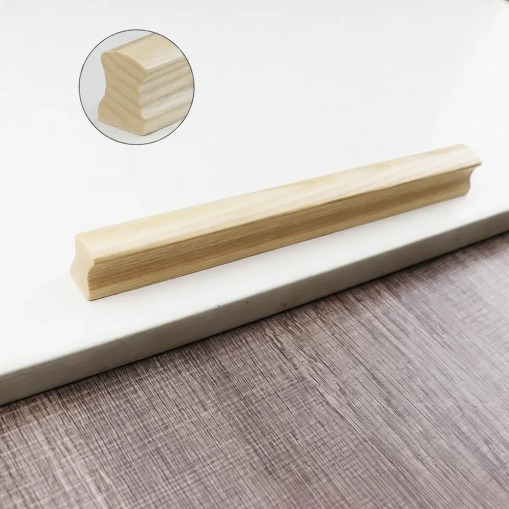 Modern Wooden Cabinet Pulls Nordic Style Kitchen Drawer Handles Solid Beech Black Walnut Furniture Hardware Door Knobs