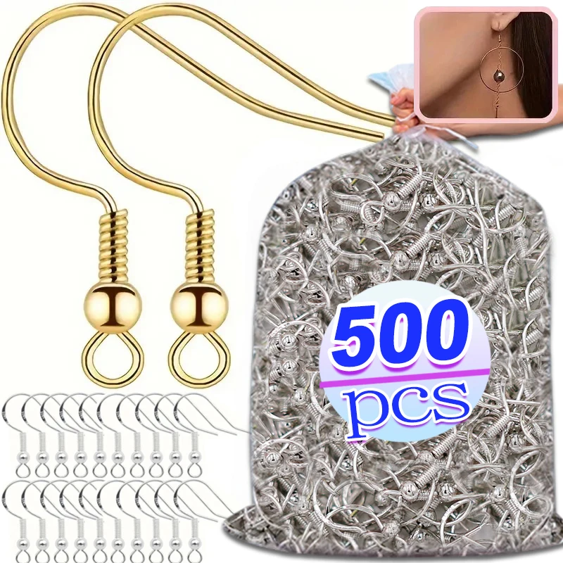 100/500pcs DIY Earring Findings Earrings Clasps Hooks Stainless Steel Hypoallergenic Earring Making Accessories Hook Earwire