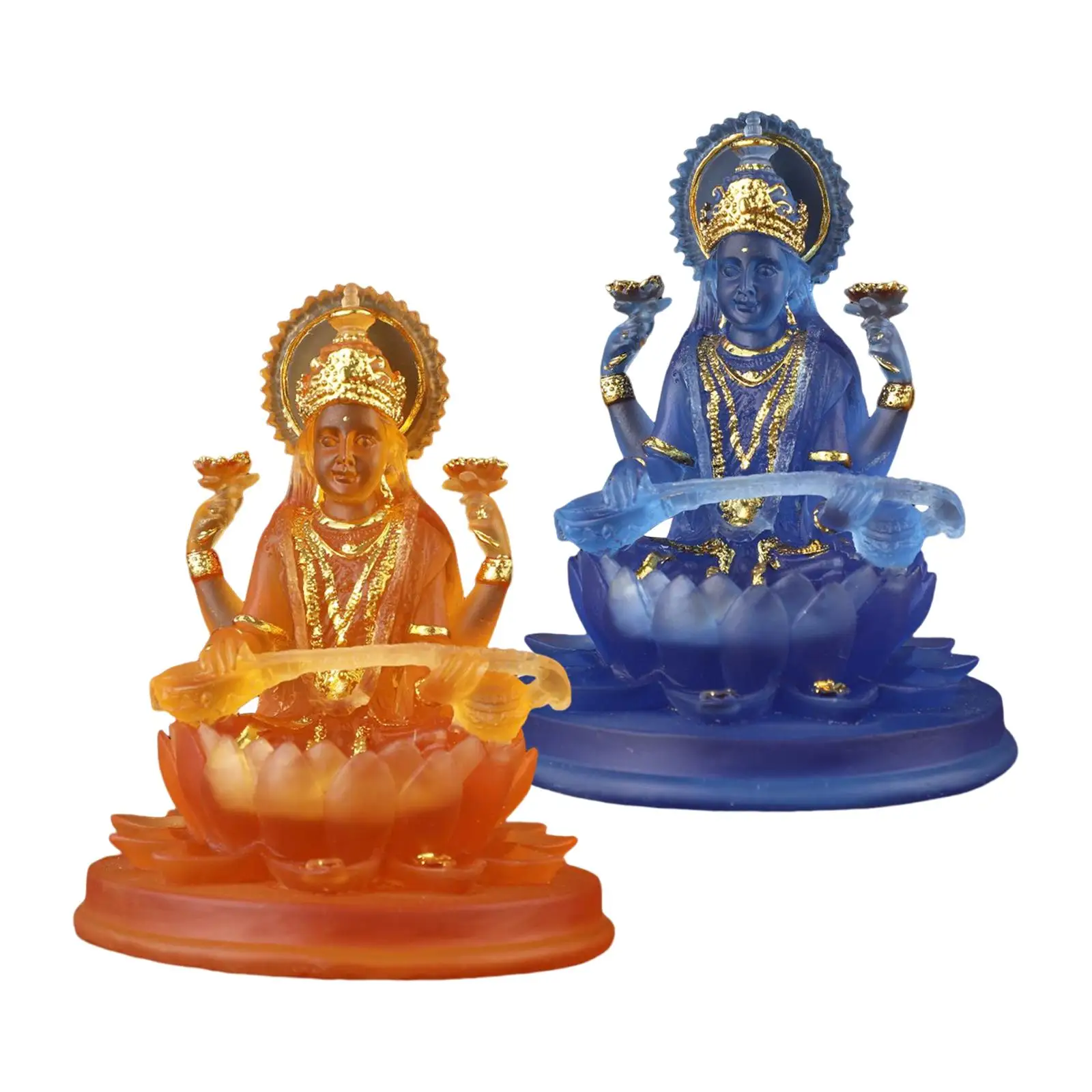 Hindu Saraswati Sitting On Lotus Figurines Goddess Staute for Temple Decor