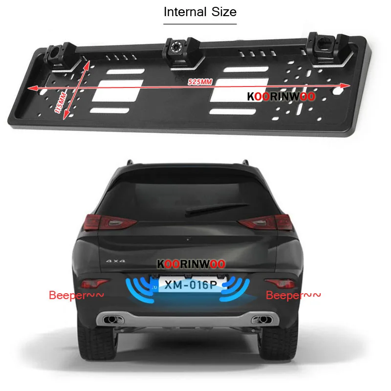 Koorinwoo Wireless Car License Plate Frame Reversing camera parking sensor With HD Digital 5\