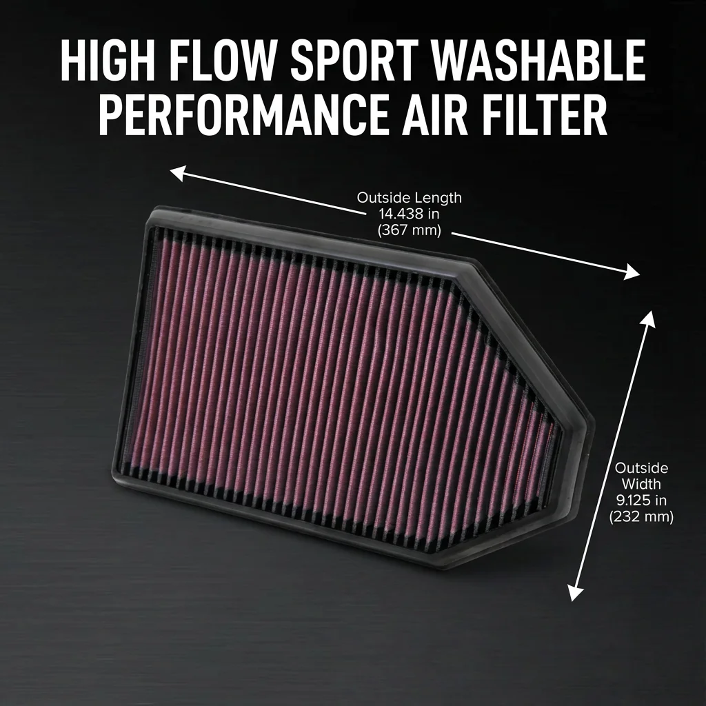 for Chrysler 300 C S Dodge Challenger Charger LD 3.6 5.7 6.2 6.4L Lancia Thema 3.6L 2011-2023 High Flow Sport Air Filter 33-2460