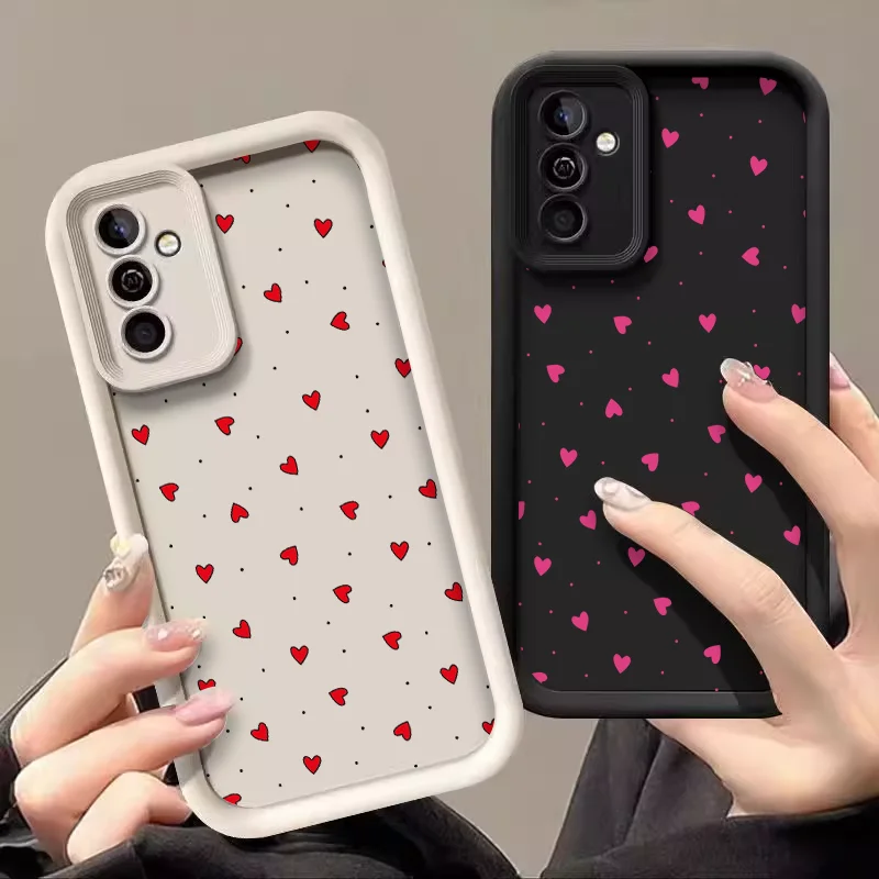 Creative Simple Cute Pink Red Love Heart Print Phone Case for Samsung Galaxy A55 A54 A53 A52 A56 A51 A57 A16 A36 A14 Soft Cover